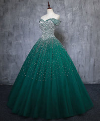 Emerald Green Sequin Prom Dresses Beaded Quinceanera Dresses, Sweet 16 Dresses