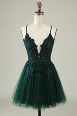 Grey Blue A Line Spaghetti Straps Tulle Short Homecoming Dress TN419
