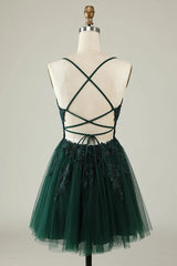 Grey Blue A Line Spaghetti Straps Tulle Short Homecoming Dress TN419