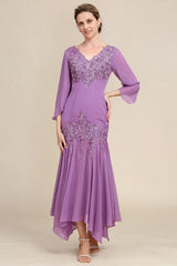 Mermaid Chiffon Mother of the Bride Dress with Lace