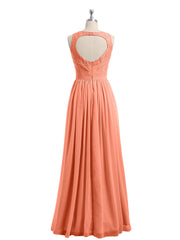 Lace And Chiffon Long Gown of Bridesmaids-Sunset