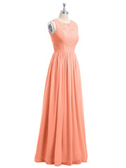 Lace And Chiffon Long Gown of Bridesmaids-Sunset