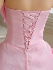 Customized Bride Wedding Dress Lace Up Tube Top Ball Gowns