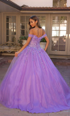 Bright Off-the-Shoulder Long Prom Ball Gown H1349