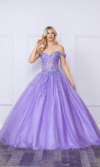 Bright Off-the-Shoulder Long Prom Ball Gown H1349