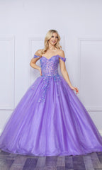 Bright Off-the-Shoulder Long Prom Ball Gown H1349