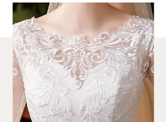 Luxury Big Sweep Train Wedding Dress Plus Size Lace Gown