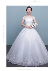 Customize Embroidery Wedding Dress Lace Up Bride Plus Size Ball Gowns