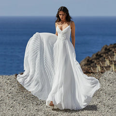 Boho Wedding Dresses Backless Spaghetti Straps Beach Gowns