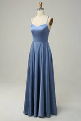 A Line Halter Long Bridesmaid Dress