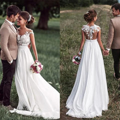 Elegant Lace Boho Beach Wedding Dress for Bride to Be
