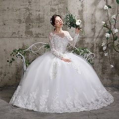 Customized Flower Wedding Dresses Plus Size Full-Sleeve Gowns