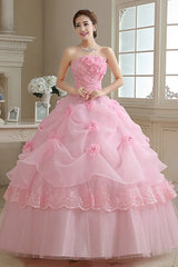 Customized Bride Wedding Dress Lace Up Tube Top Ball Gowns
