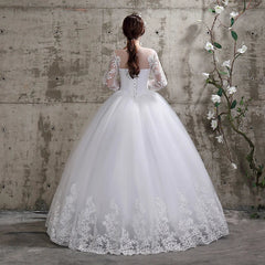 Customized Flower Wedding Dresses Plus Size Full-Sleeve Gowns