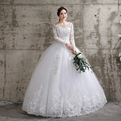 Customized Flower Wedding Dresses Plus Size Full-Sleeve Gowns
