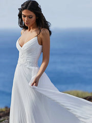 Boho Wedding Dresses Backless Spaghetti Straps Beach Gowns