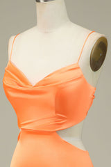 Bodycon Orange Spaghetti Straps Homecoming Dress