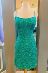 Tight Green Sequins Mini Homecoming Dress