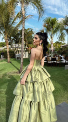 A-Line Green Prom Dress Wedding Party Evening Dress Charming Long Formal Dress