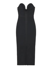 Wholesale Black Strapless Beading Mermaid Prom Dress Long Party Dress with Slit Charming Evening Dress