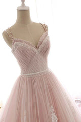 A Line Straps Tulle Lace Appliques Prom Dresses Off Shoulder Floor Length Beautiful