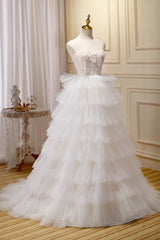 Champagne Sweetheart Layers Princess Dress Spaghetti Straps Tulle Formal Gown Wedding Dress