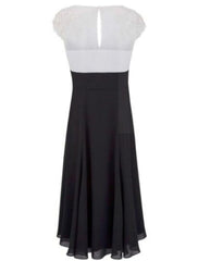 A-Line Mother of the Bride Dress Plus Size Plunging Neck Tea Length Chiffon Lace Short Sleeve with Appliques Elegant