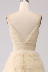 A Line Tulle Spaghetti Straps Sweetheart Prom Dress Floor Length With Slit