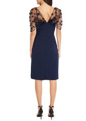 Sheath/Column Spaghetti Straps Sleeveless Knee-Length Mother Of The Bride Dress With Watteau Train Elegant