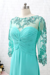 Lace Chiffon 3/4 Sleeves Long Mother of the Brides Dress