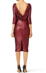 Half Sleeves Sequin Short Mother of the Brides Dress