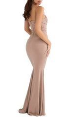 Noble thin shoulder strap off shoulder tight corset and ground length off shoulder prom dress