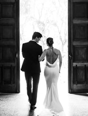 Aimishang Dress Wholesale Elegant V-neck Cowl Back Long Wedding Dress Simple Bridal Gown Charming