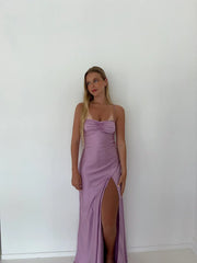 Aimishang Elegant Dresses Gowns Evening Dresses Spaghetti Straps Long Prom Dress Satin Formal Party Dress