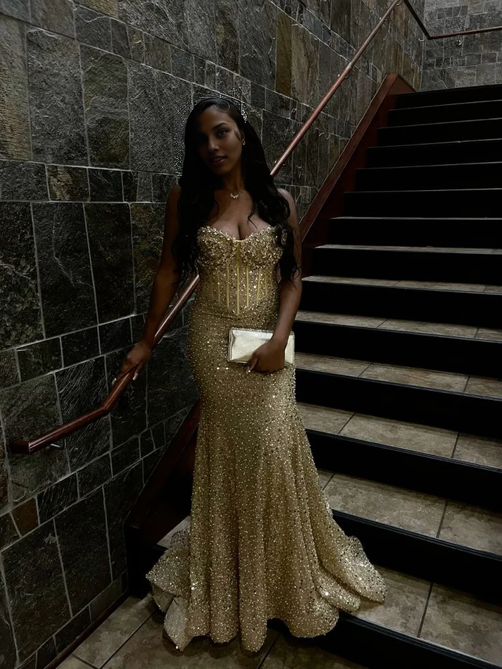Aimishang Elegant Sequin Mermaid Long Prom Dress Charming Evening Party Dress Sexy Women's Dresses