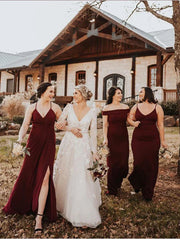 Marvelous A-Line Lace V-Neck Longsleeves Wedding Dresses Appliqued Tulle Bridal Gowns Elegant