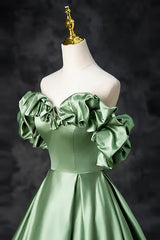 A-Line Off the Shoulder Formal Satin Long Evening Dress Prom Dress