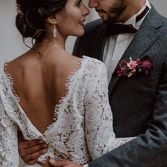LORIE Two Pieces Wedding Dress Lace Top Chiffon Boho Bride Dress A-Line Customized Beach Wedding Dresses