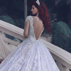 Wholesale Princess Lace Wedding Dress Long Train, Bridal Gown ,Dresses For Brides
