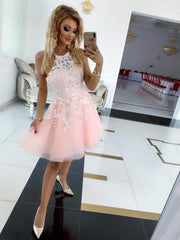 Halter Neckline Homecoming Dresses Short Prom Dresses With Appliques HD0126