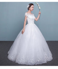 Customize Embroidery Wedding Dress Lace Up Bride Plus Size Ball Gowns