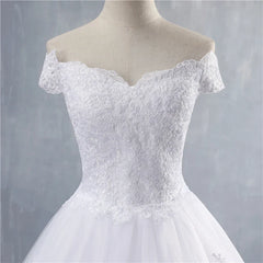 ZJ9143 Lace Appliques Ball Gown Off The Shoulder Bridal Dress