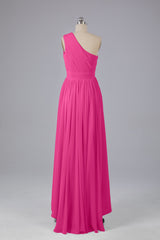High Low One Shoulder Chiffon bruidsmeisje jurken