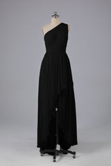 High Low One Shoulder Chiffon bruidsmeisje jurken