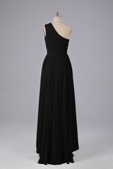 High Low One Shoulder Chiffon bruidsmeisje jurken