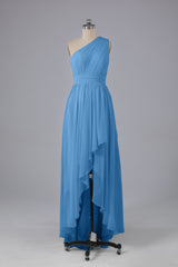 High Low One Shoulder Chiffon bruidsmeisje jurken