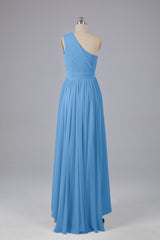 High Low One Shoulder Chiffon bruidsmeisje jurken