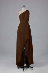 High Low One Shoulder Chiffon bruidsmeisje jurken