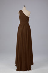 High Low One Shoulder Chiffon bruidsmeisje jurken