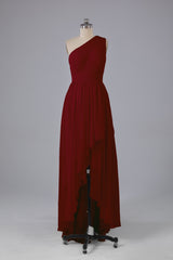 High Low One Shoulder Chiffon bruidsmeisje jurken